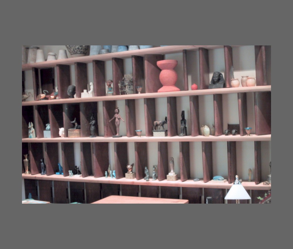 display shelves with copper divisions